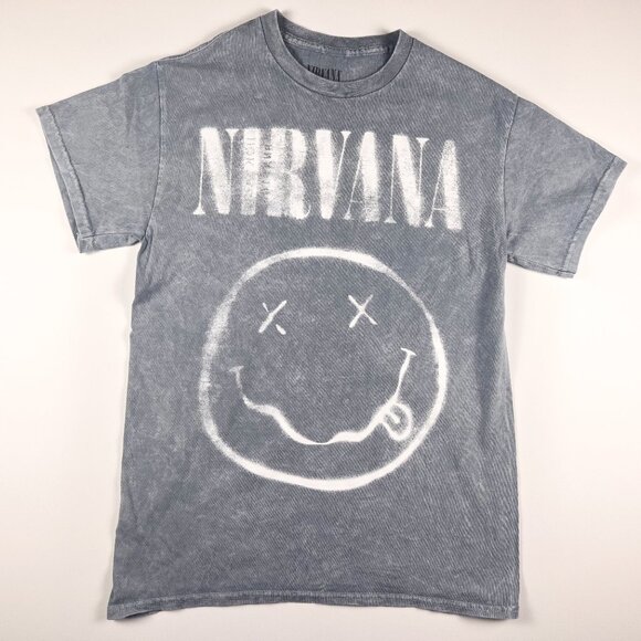 Nirvana Other - Nirvana T-Shirt Men's Blue Smiley Face Graphic Band Tee Short Sleeve NWOT Size S